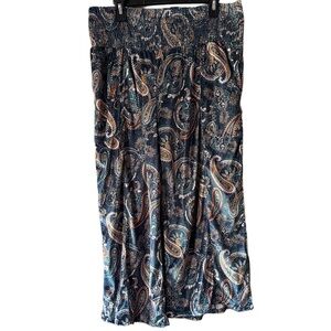 Bohera Paisley Wide Leg Pants in Navy and Orange